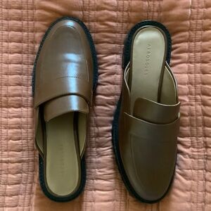 Loafer style chunk heel clog